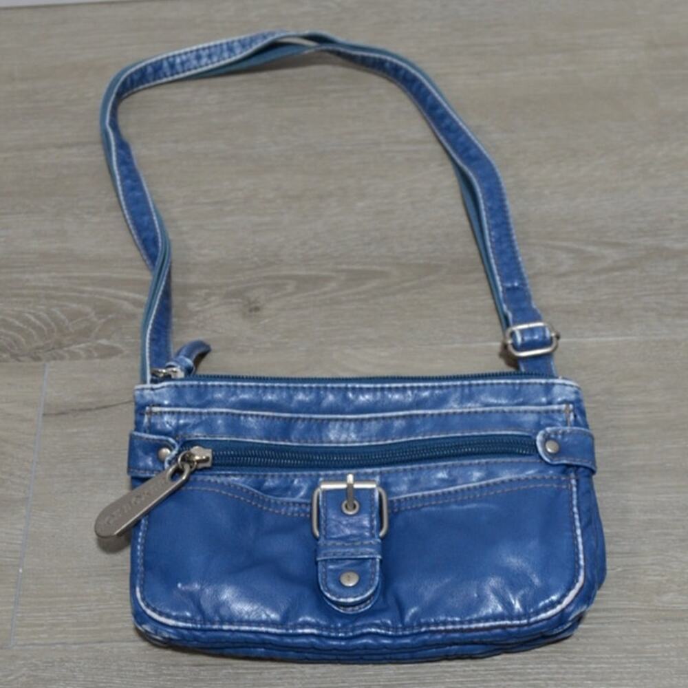Joe Boxer Blue Crossbody Faux Leather 4 Compartment Purse Shoulder Bag